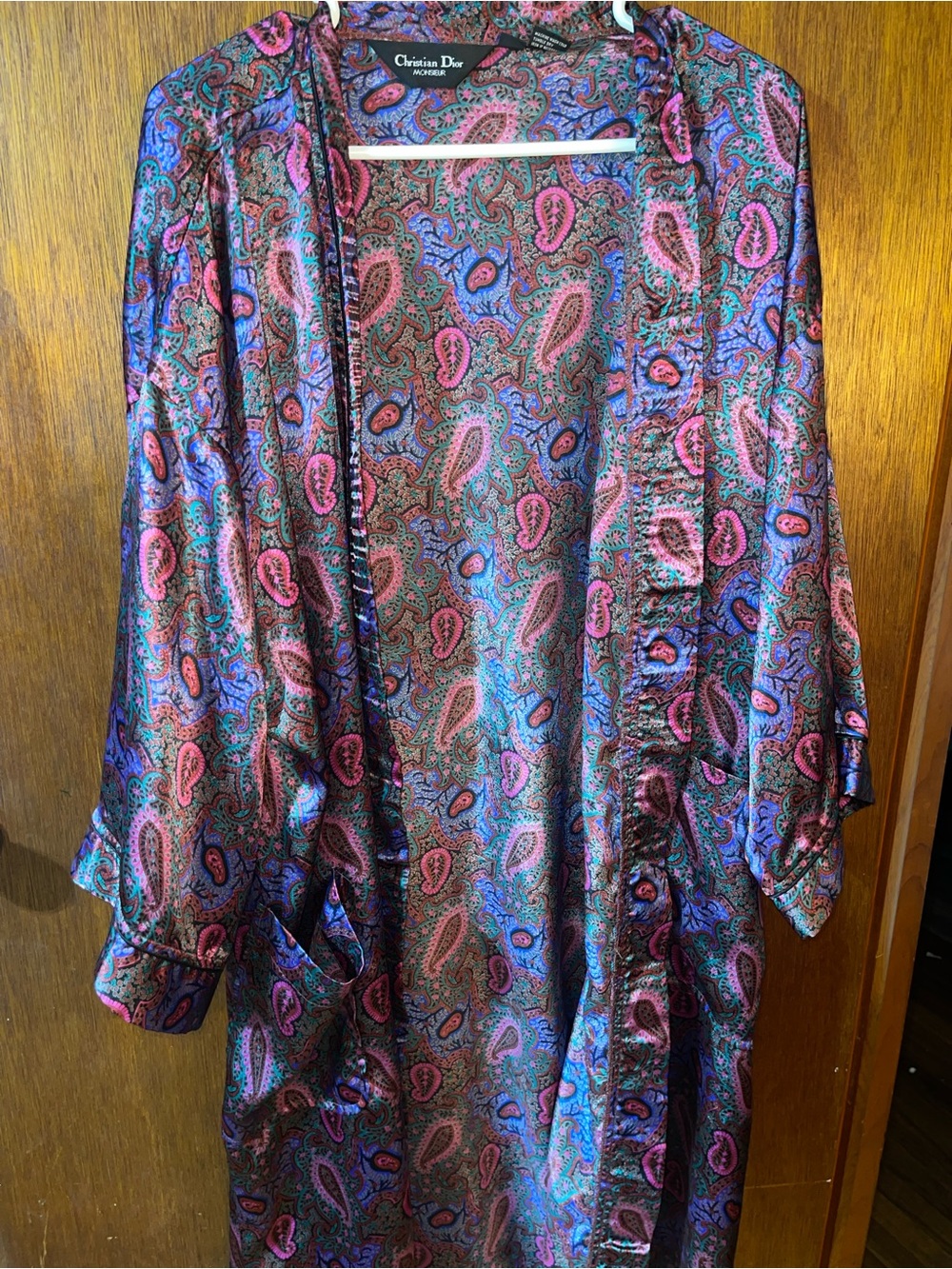 Dior Paisley Satin Robe in Pink, Blue & Purple